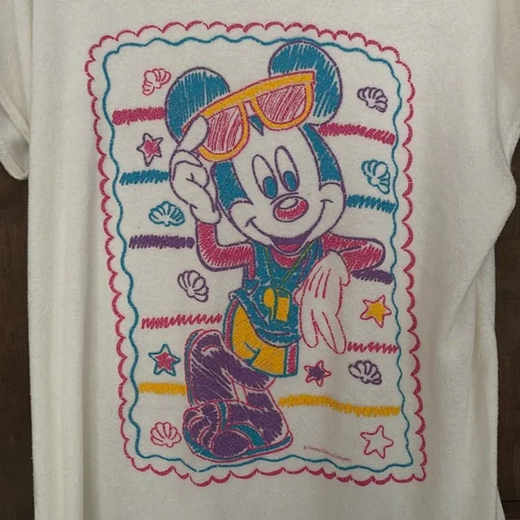 Vintage Mickey Mouse Terry Cloth Beach Cover Up Women's M Fun Disney Mom - Picture 2 of 12